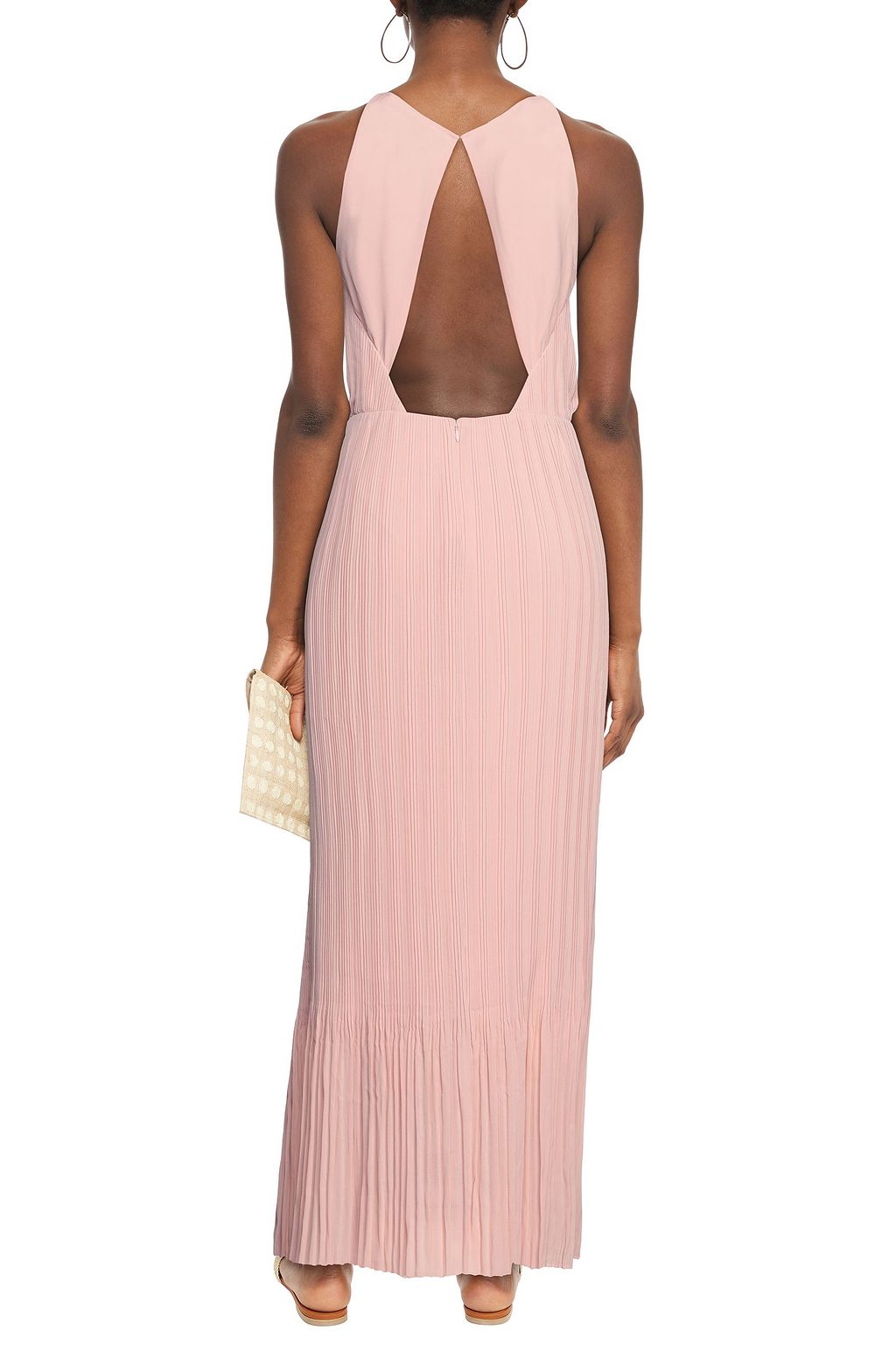 SAMSØE Φ SAMSØE Open-back plissé crepe de chine maxi dress