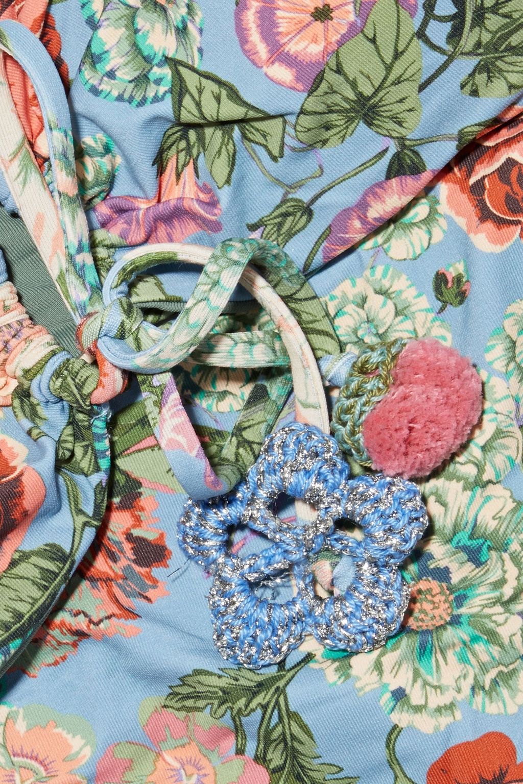 ANJUNA Vanessa crochet-trimmed floral-print bandeau bikini