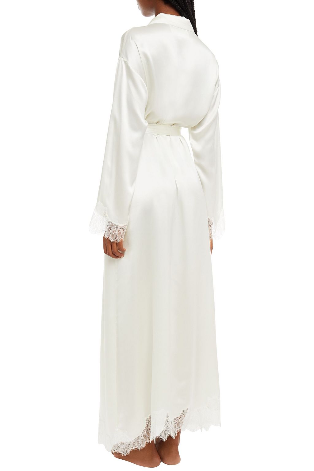 CAROLINA HERRERA Lace-trimmed silk-satin robe