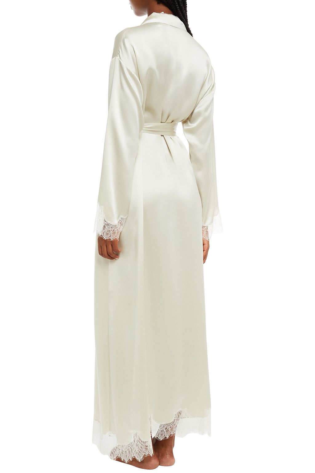 CAROLINA HERRERA Lace-trimmed silk-satin robe