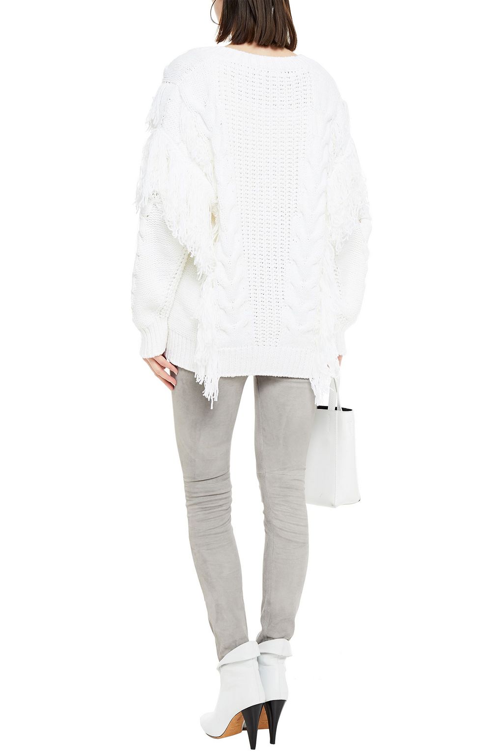 IRO Fringed cable-knit cotton-blend sweater