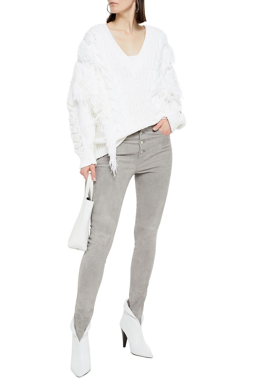 IRO Fringed cable-knit cotton-blend sweater
