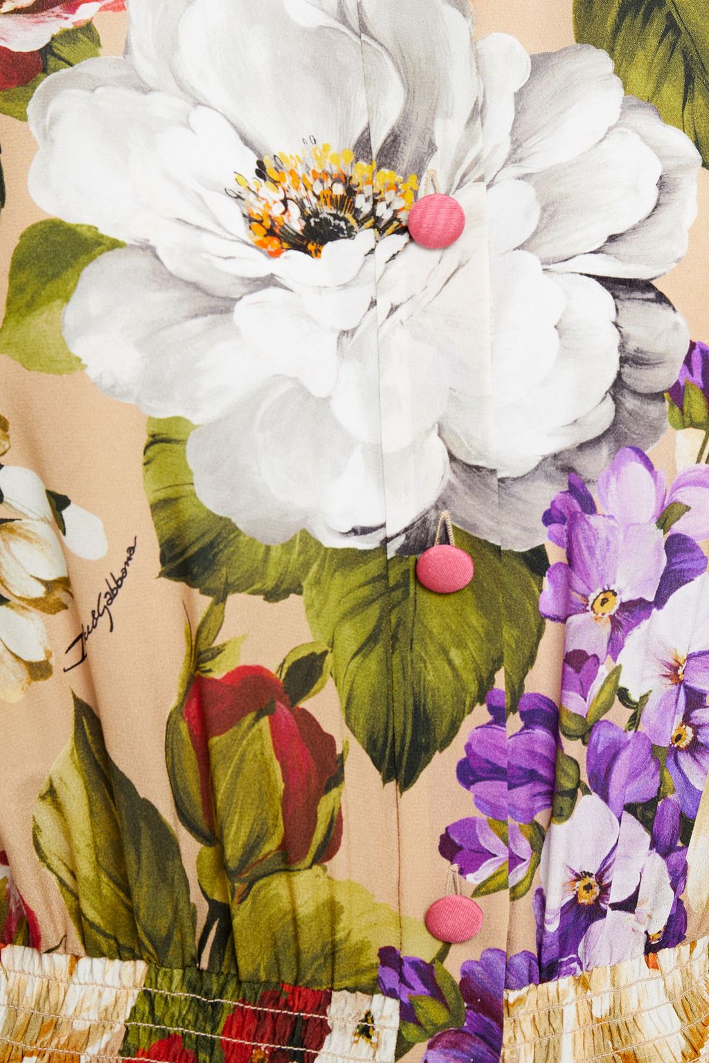 DOLCE&GABBANA Gathered floral-print silk crepe de chine jumpsuit