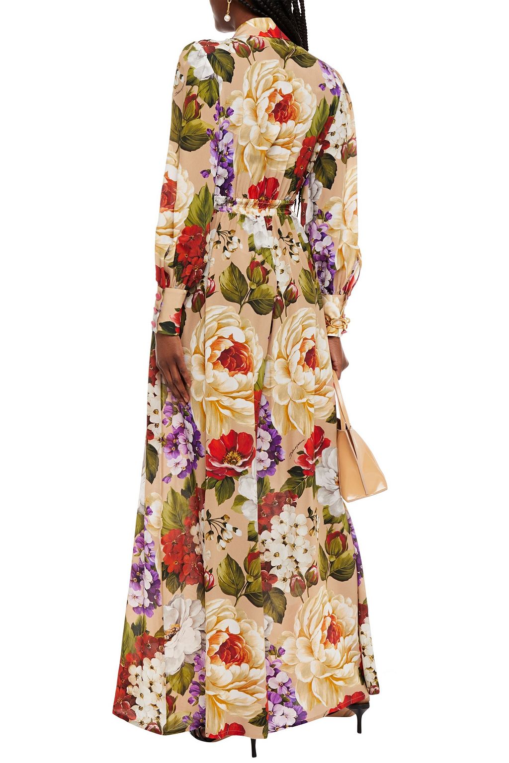 DOLCE&GABBANA Gathered floral-print silk crepe de chine jumpsuit