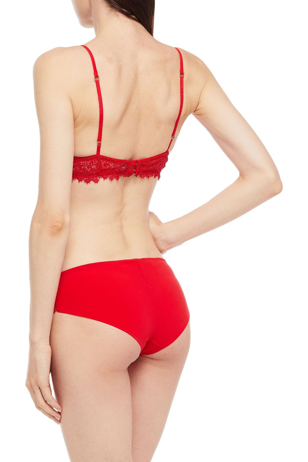 LA PERLA Macramé lace-paneled stretch-silk crepe de chine pushup bra