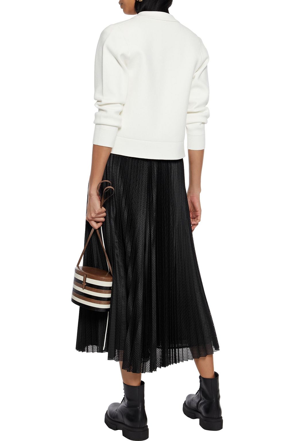 REDVALENTINO Pleated mesh midi skirt