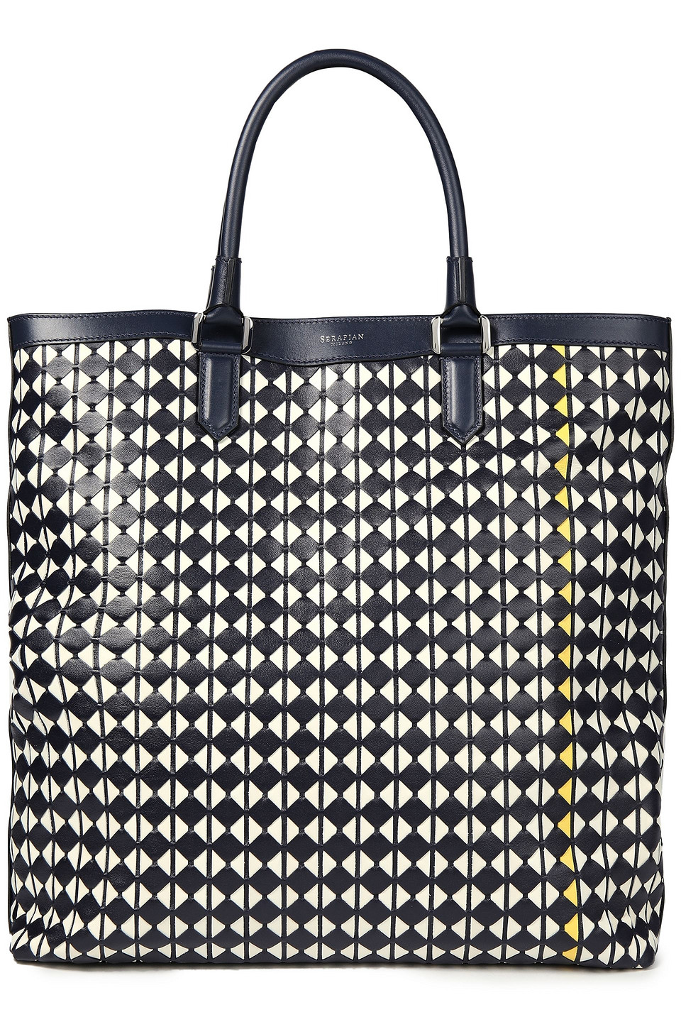 Serapian Woman Mosaico Leather Tote Yellow Size --