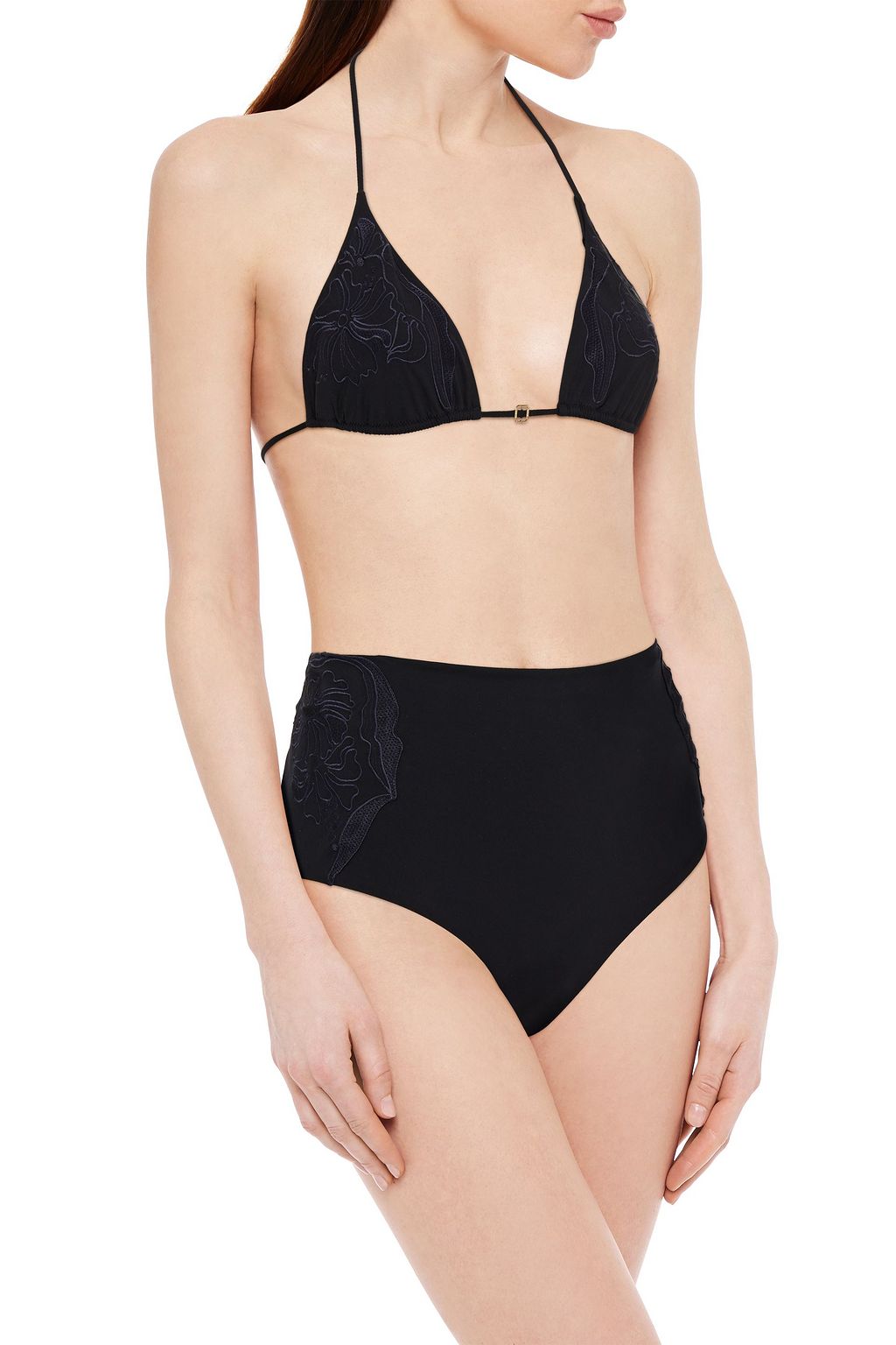 LA PERLA Embroidered triangle bikini top