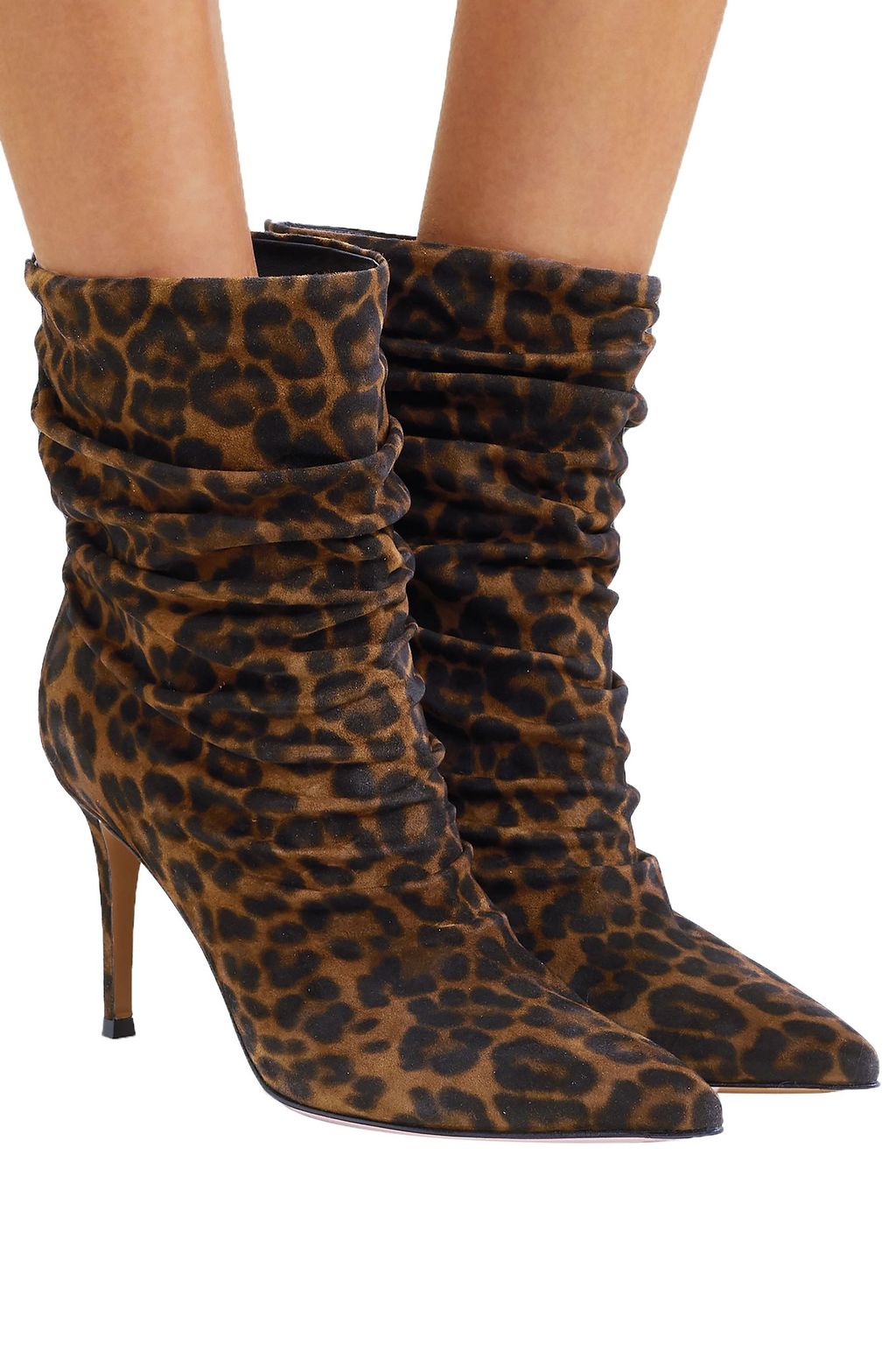 GIANVITO ROSSI Cecile 85 leopard-print suede ankle boots