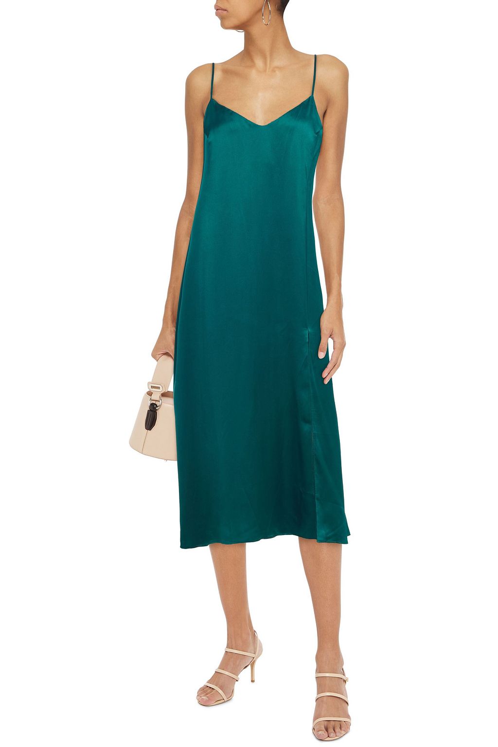 Emerald Britten silksatin slip dress REFORMATION THE