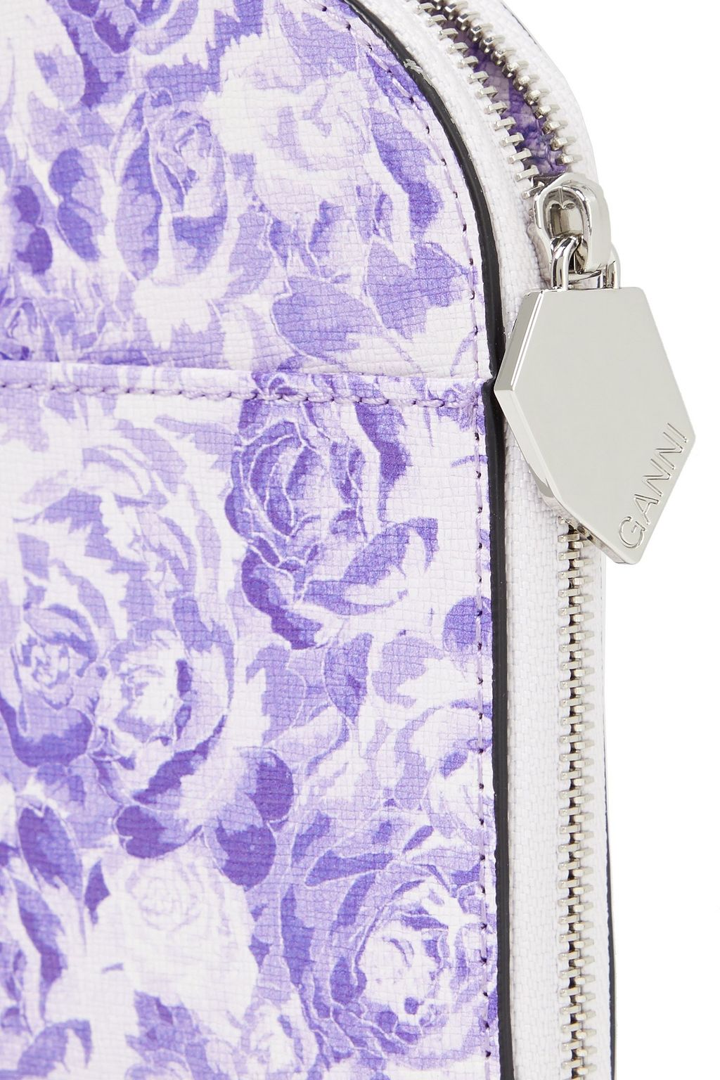 GANNI Floral-print textured-leather pouch