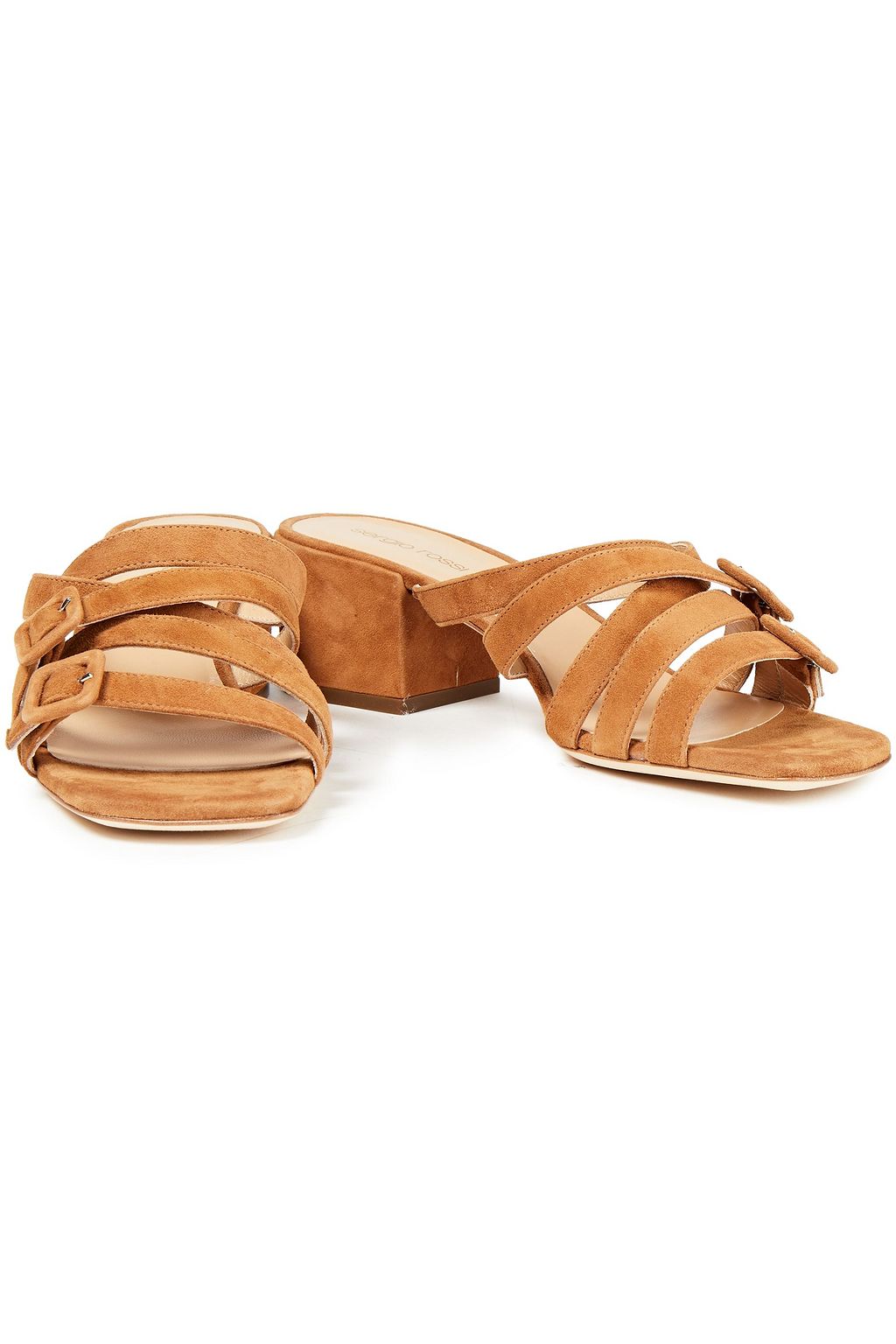 SERGIO ROSSI Buckled suede mules