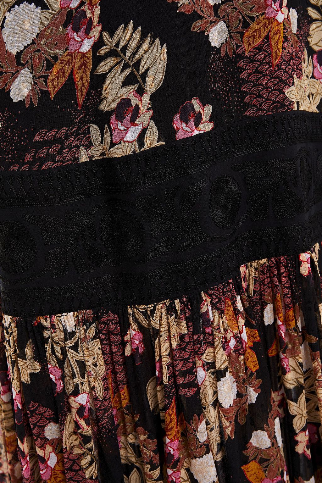 BYTIMO Gathered floral-print fil coupé maxi dress