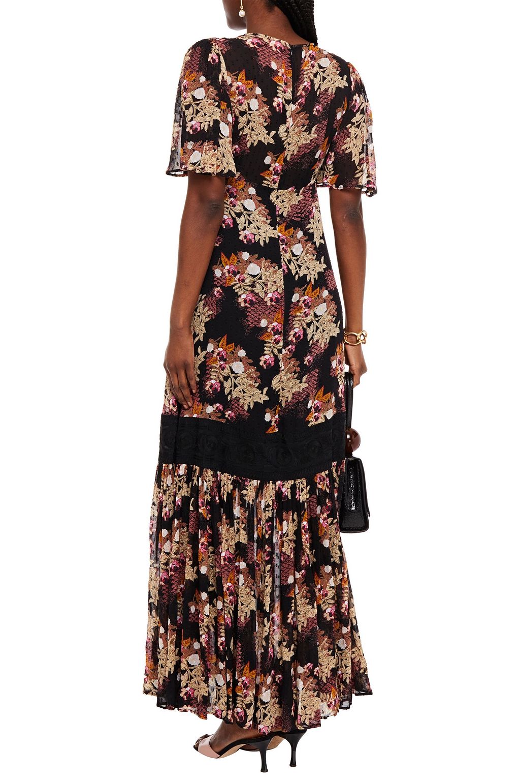 BYTIMO Gathered floral-print fil coupé maxi dress
