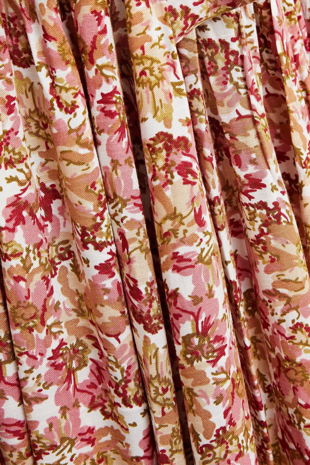 BYTIMO Bow-detailed floral-print woven midi dress