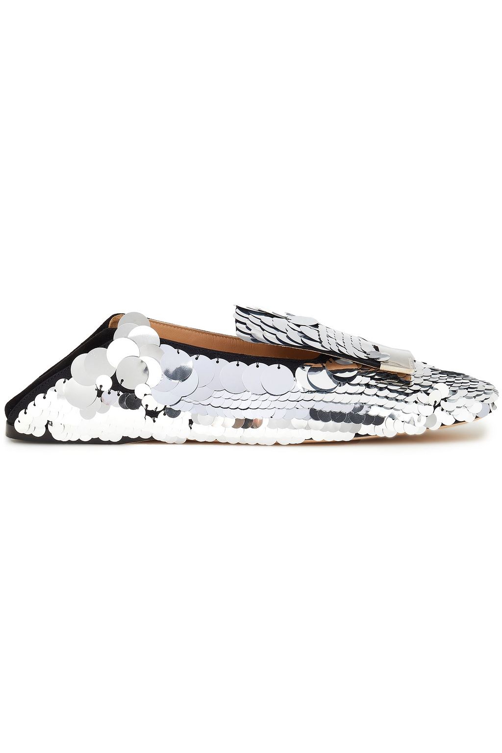 SERGIO ROSSI sr1 sequin-embellished woven and suede collapsible-heel loafers