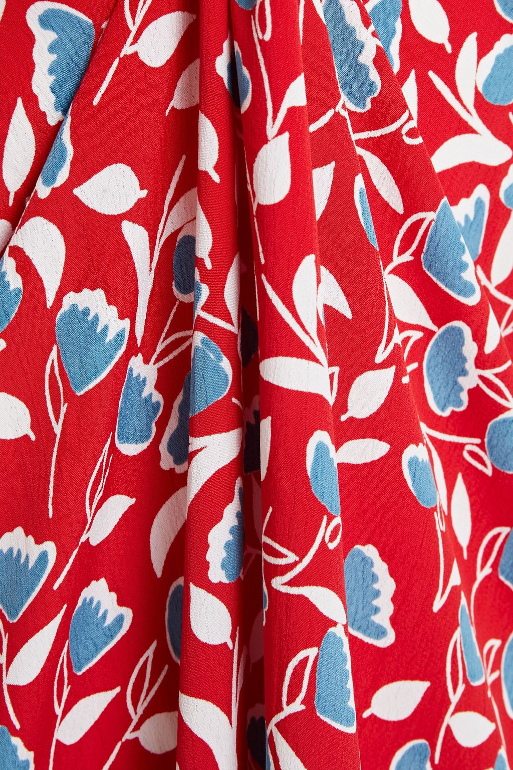 BYTIMO Gathered floral-print crepe de chine midi dress