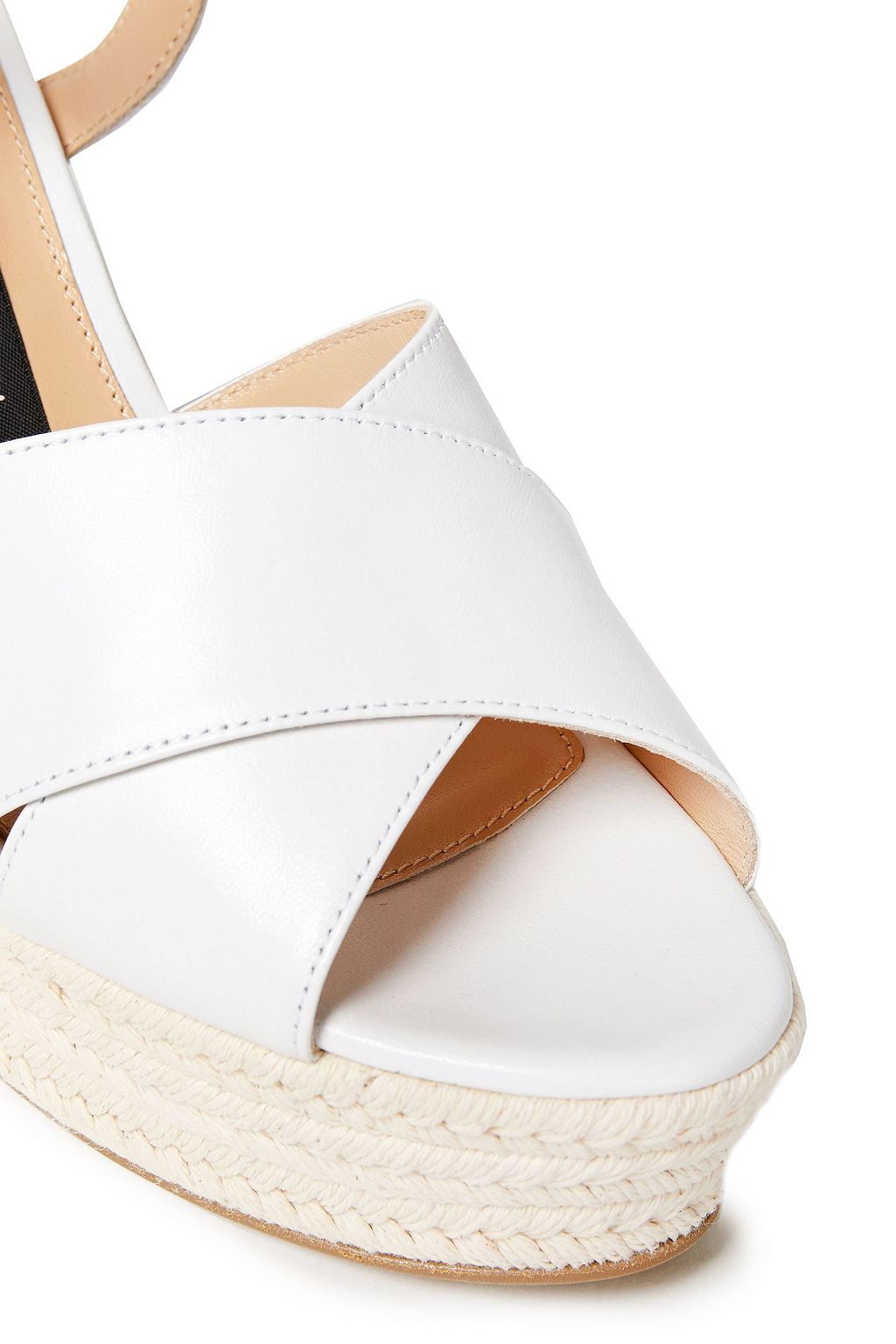 SERGIO ROSSI Leather wedge espadrille sandals