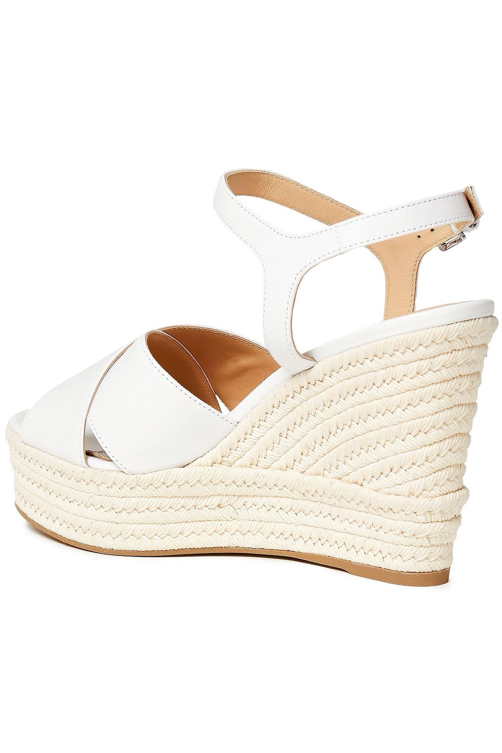 SERGIO ROSSI Leather wedge espadrille sandals