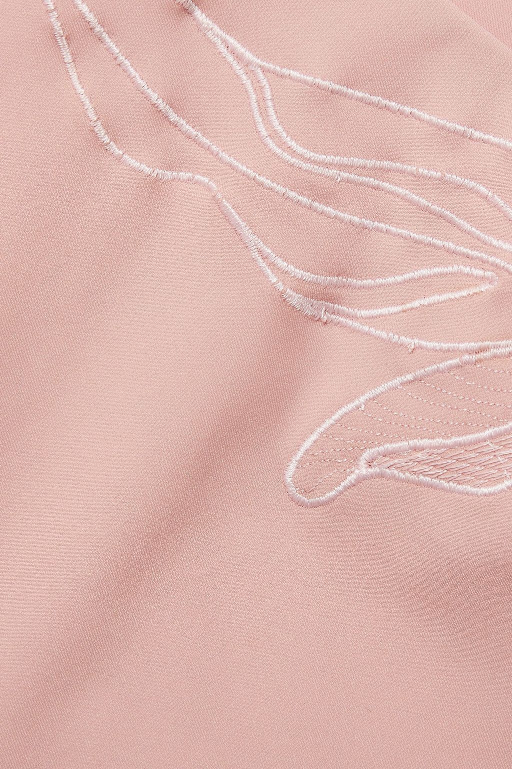 LA PERLA Anemone wrap-effect stretch-broderie anglaise halterneck swimsuit