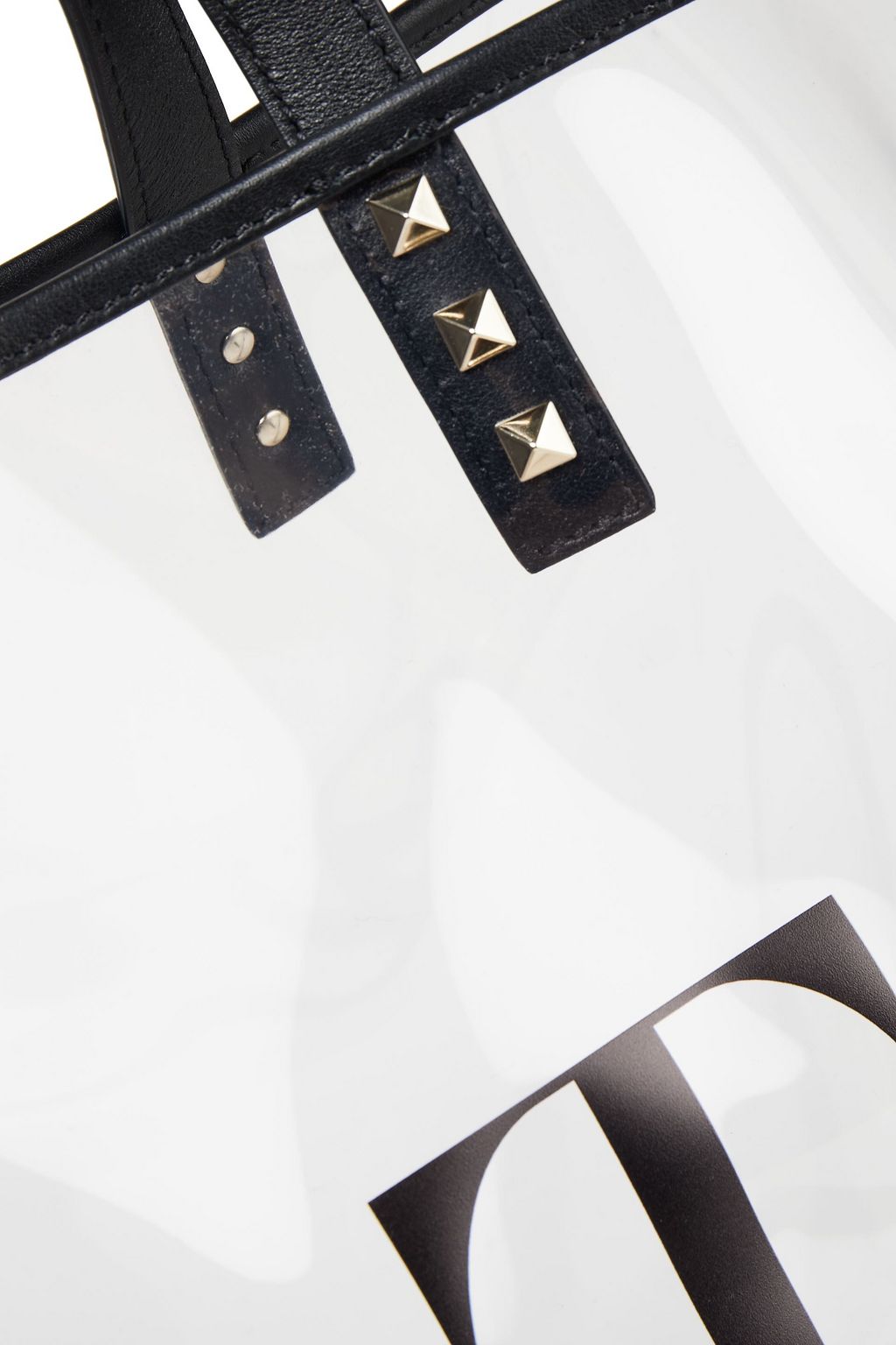 VALENTINO GARAVANI Grande Plage leather-trimmed studded logo-print PVC tote