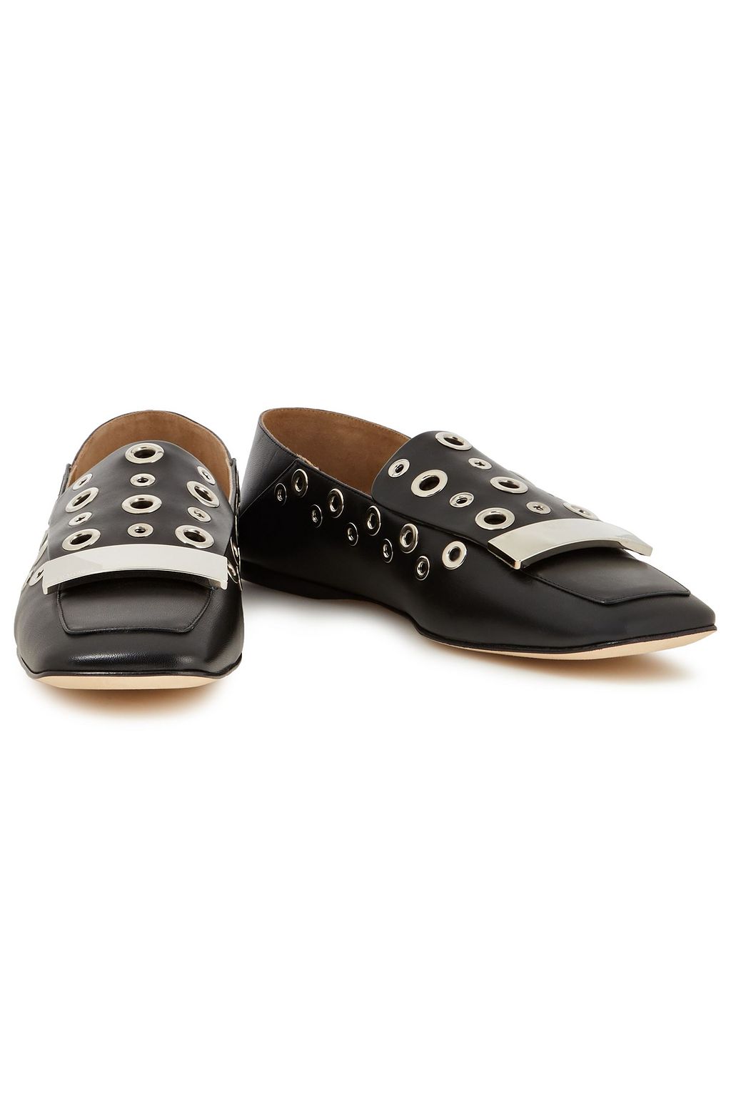 SERGIO ROSSI sr1 embellished leather collapsible-heel loafers