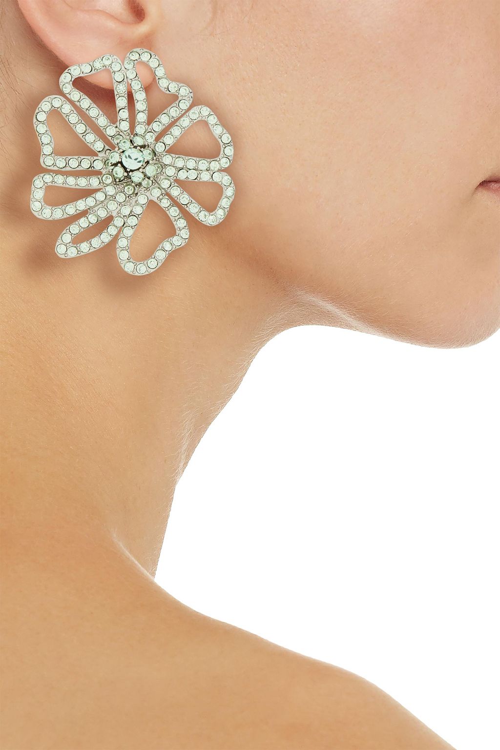 OSCAR DE LA RENTA Silver-tone crystal earrings