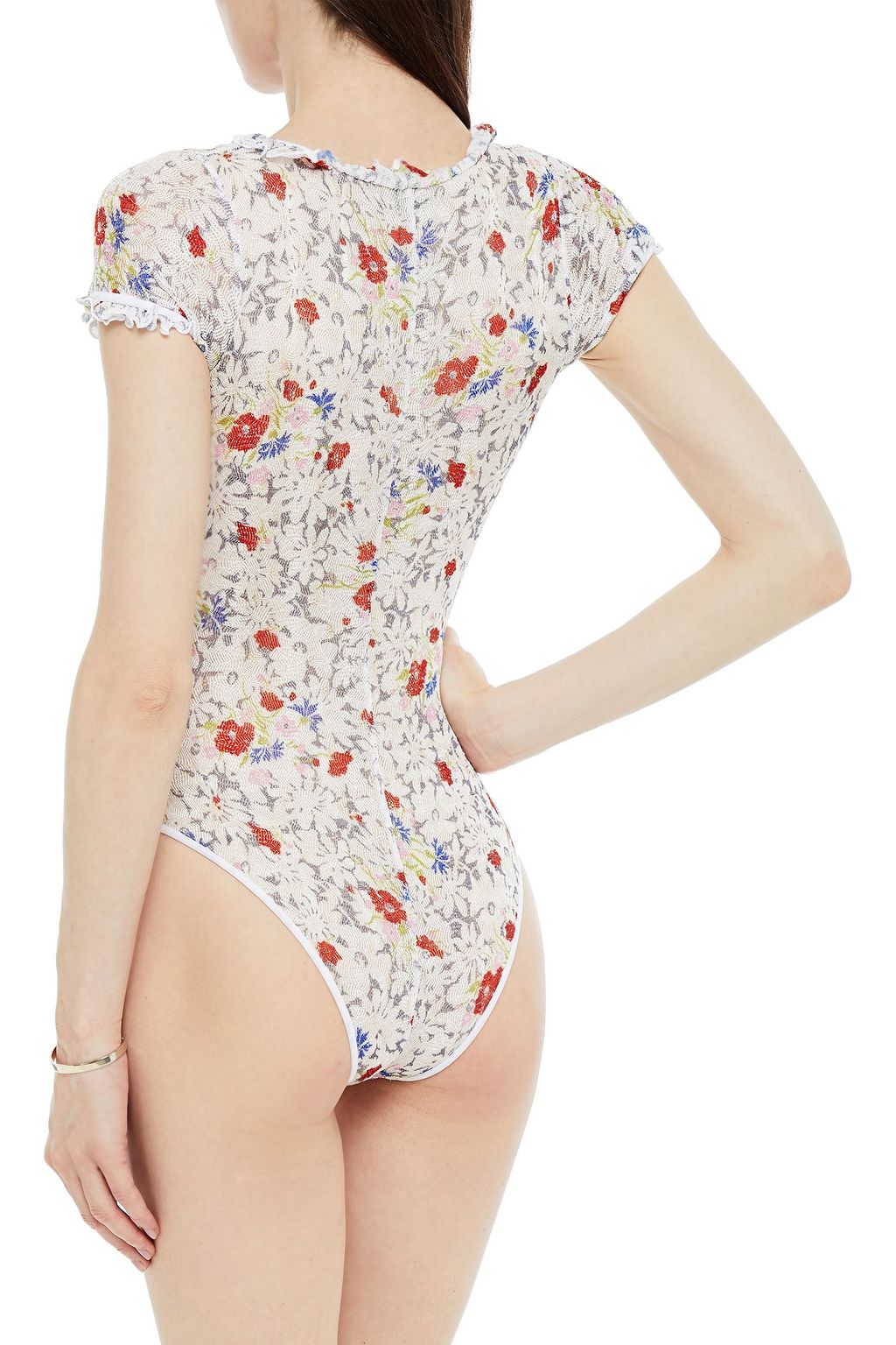 MISSONI MARE Mare ruffle-trimmed metallic crochet-knit swimsuit