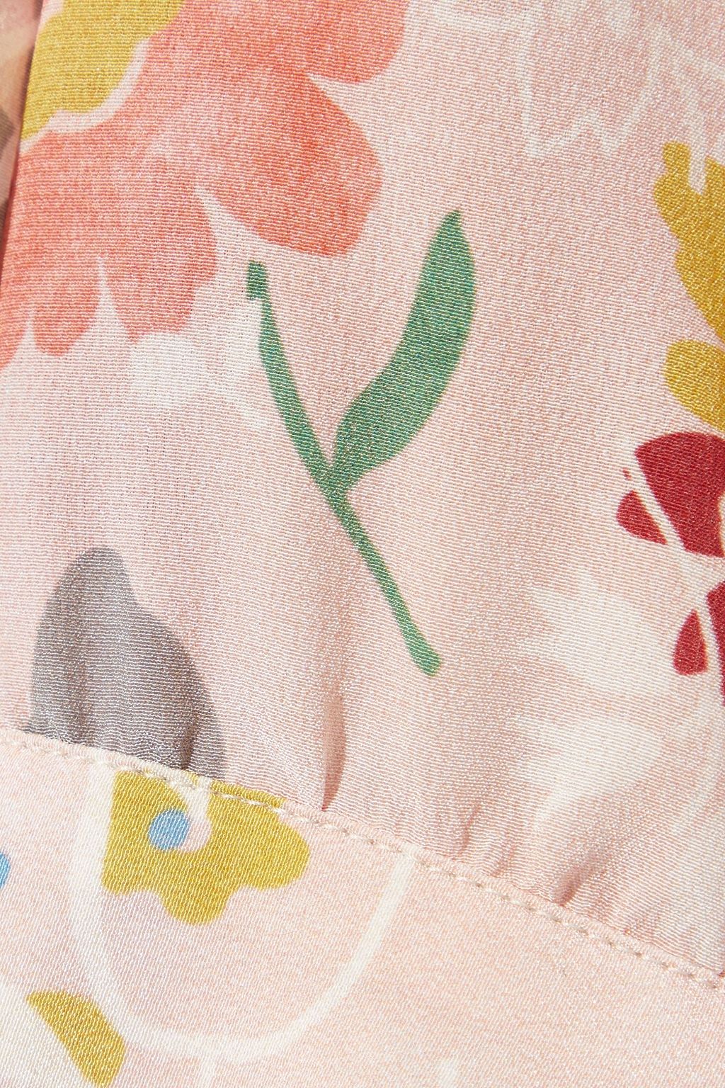REDVALENTINO Bow-detailed floral-print silk crepe de chine blouse