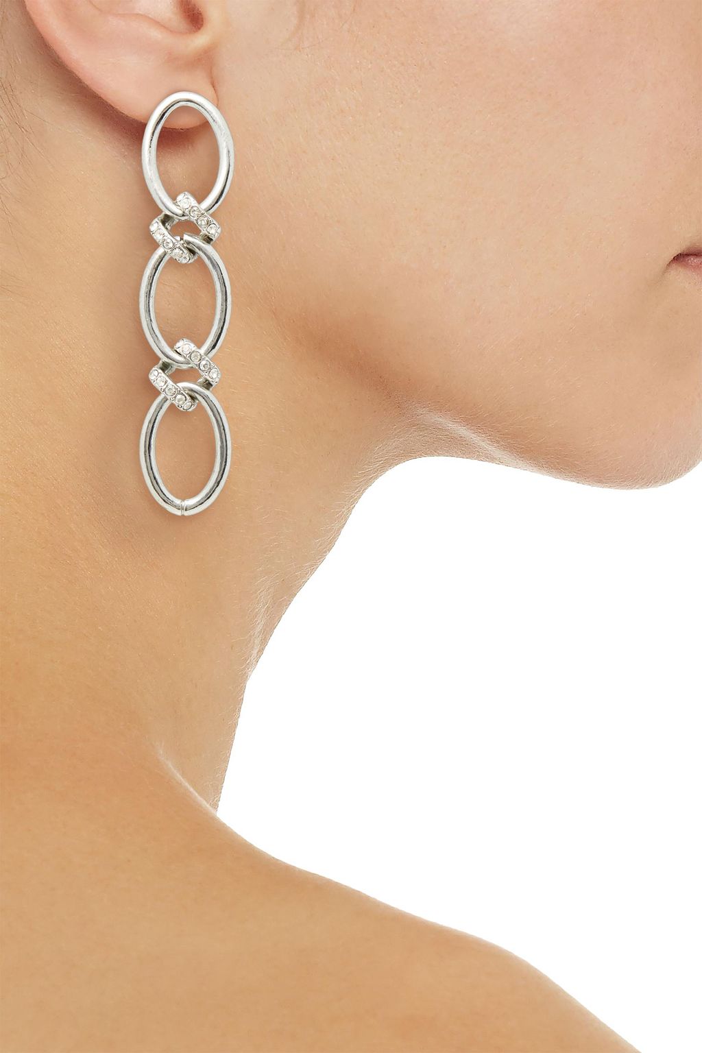 OSCAR DE LA RENTA Silver-tone crystal earrings