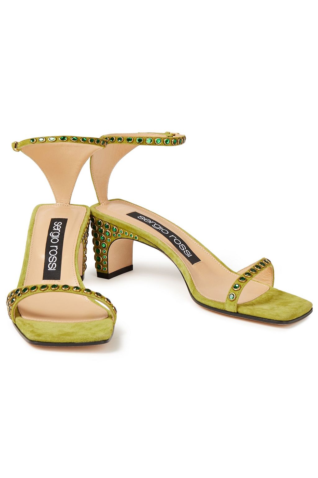 SERGIO ROSSI sr1 Sandalen aus Veloursleder mit Kristallverzierung