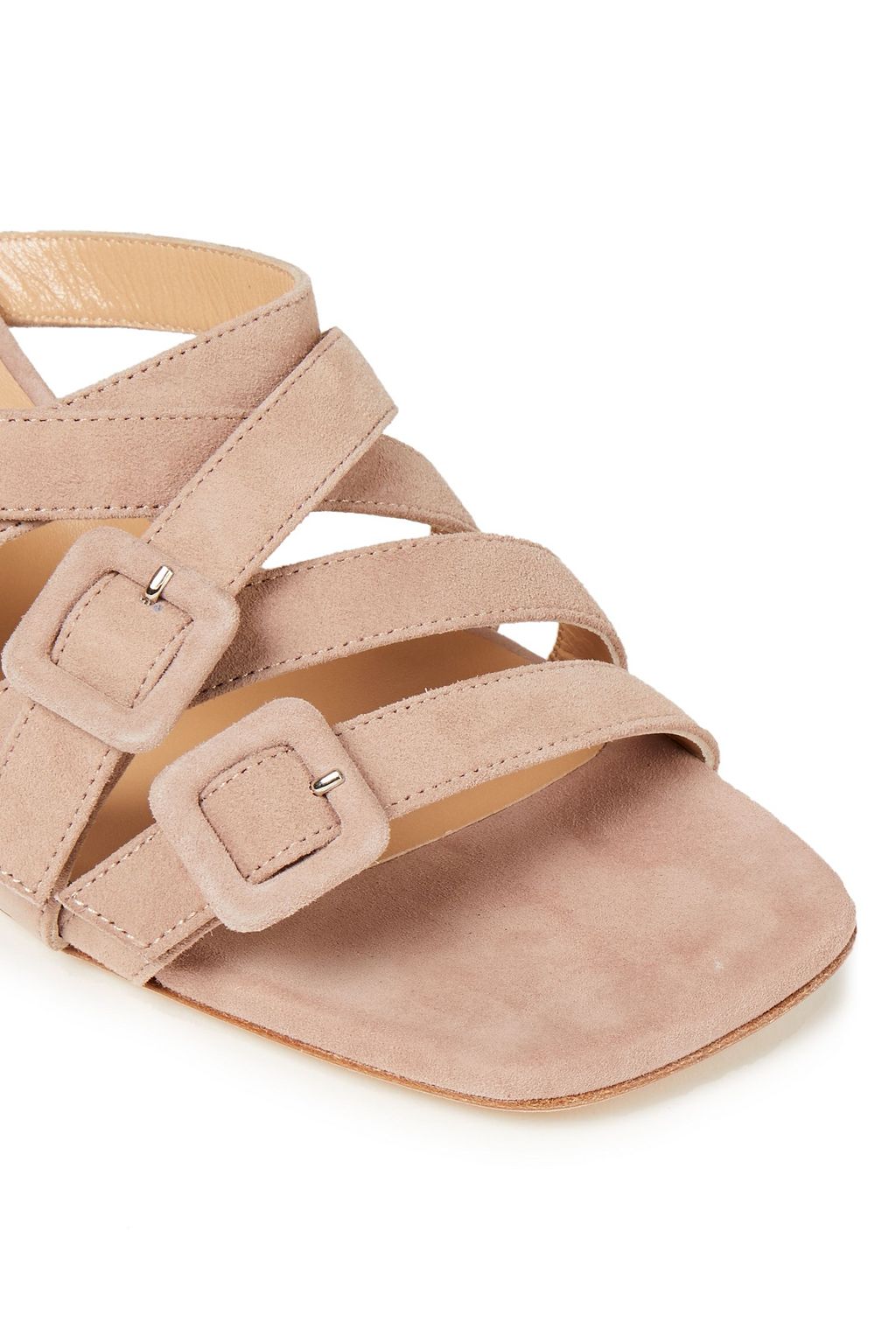SERGIO ROSSI Buckled suede mules