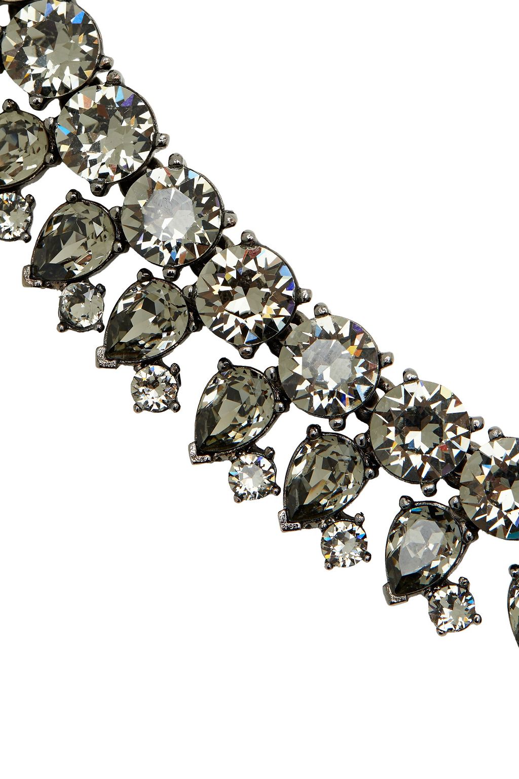 OSCAR DE LA RENTA Gunmetal-tone crystal necklace