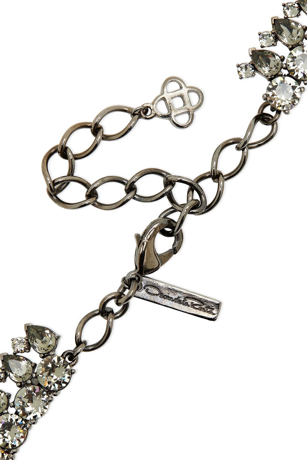 OSCAR DE LA RENTA Gunmetal-tone crystal necklace