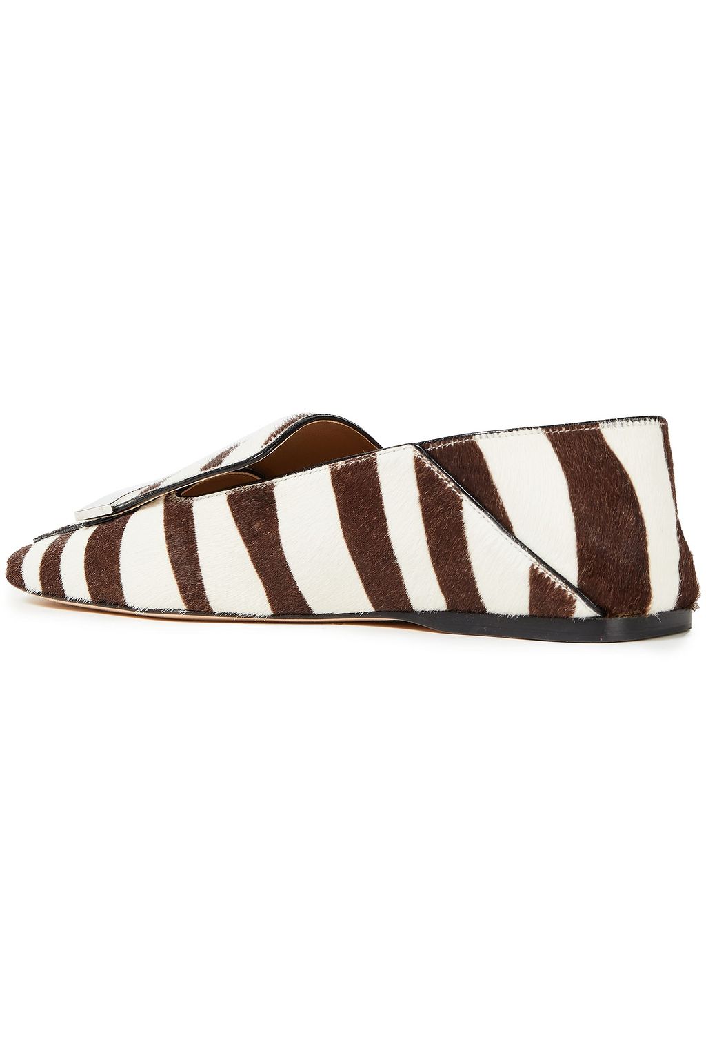 SERGIO ROSSI sr1 embellished striped calf hair collapsible-heel loafers