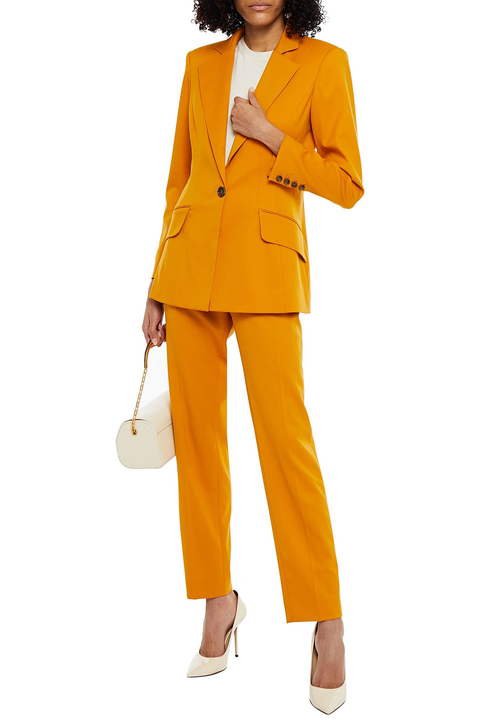 Oscar De La Renta Wool-blend Twill Blazer In Saffron