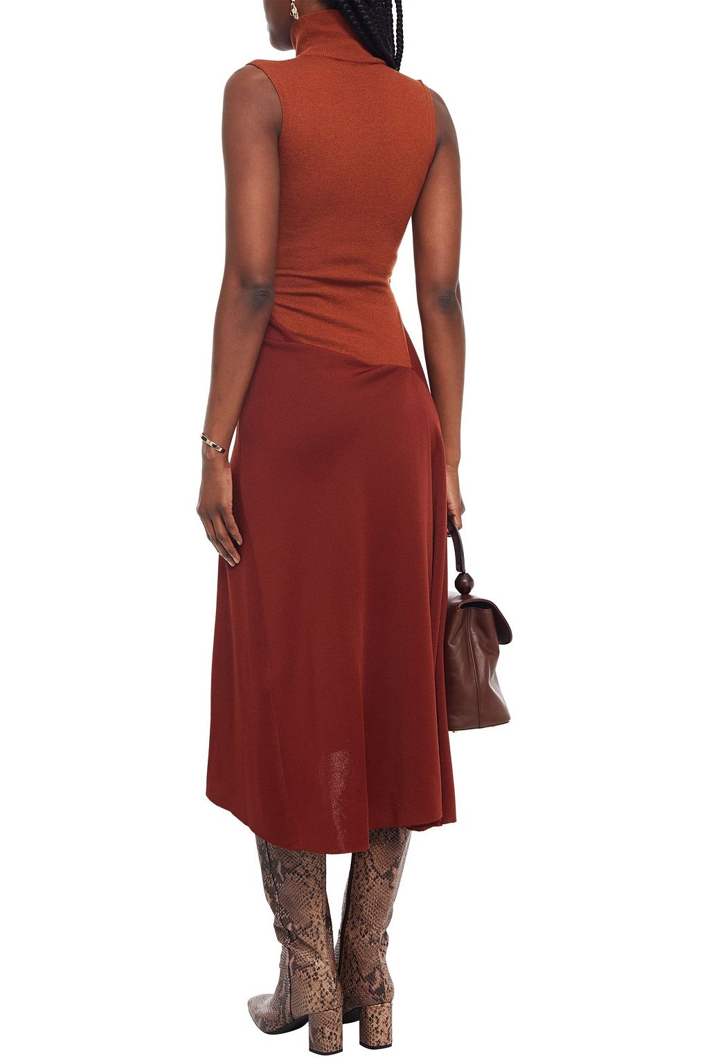 VICTORIA BECKHAM Paneled cutout knitted midi dress