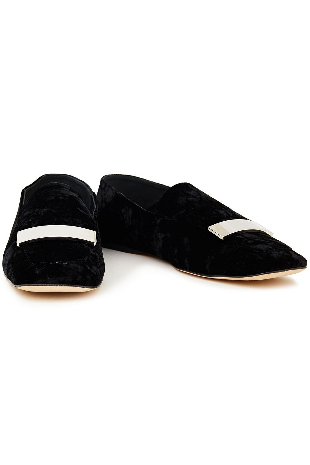 SERGIO ROSSI sr1 crushed-velvet collapsible-heel loafers