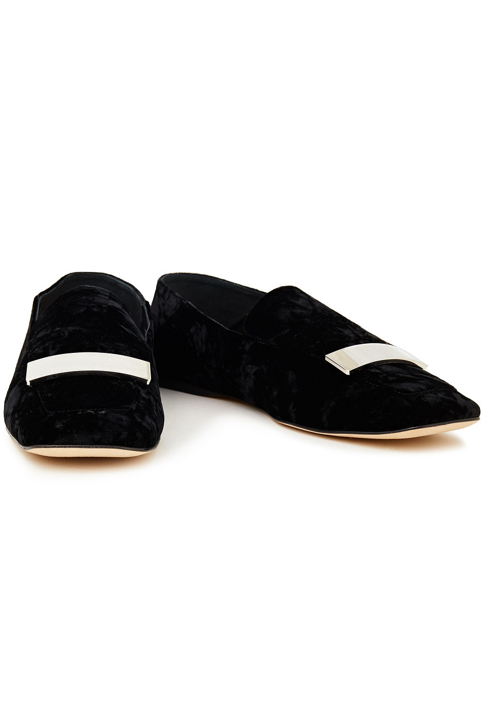 Sergio Rossi Sr1 Crushed-velvet Collapsible-heel Loafers In Black