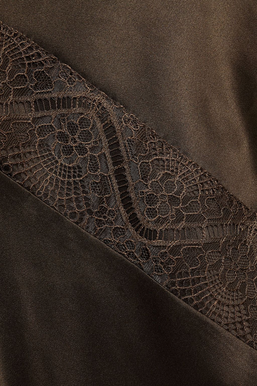GINIA Chevron lace-trimmed silk-satin chemise