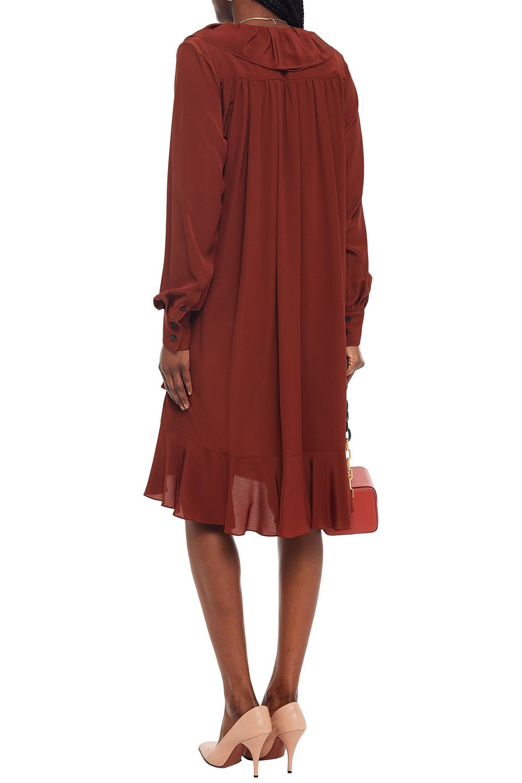 VICTORIA BECKHAM Ruffled silk crepe de chine dress