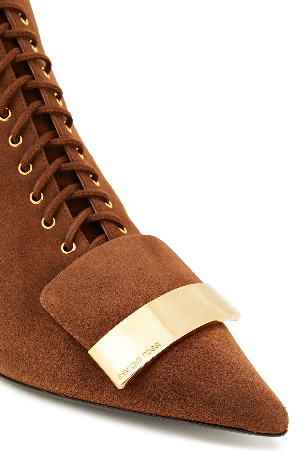 SERGIO ROSSI Embellished lace-up suede ankle boots