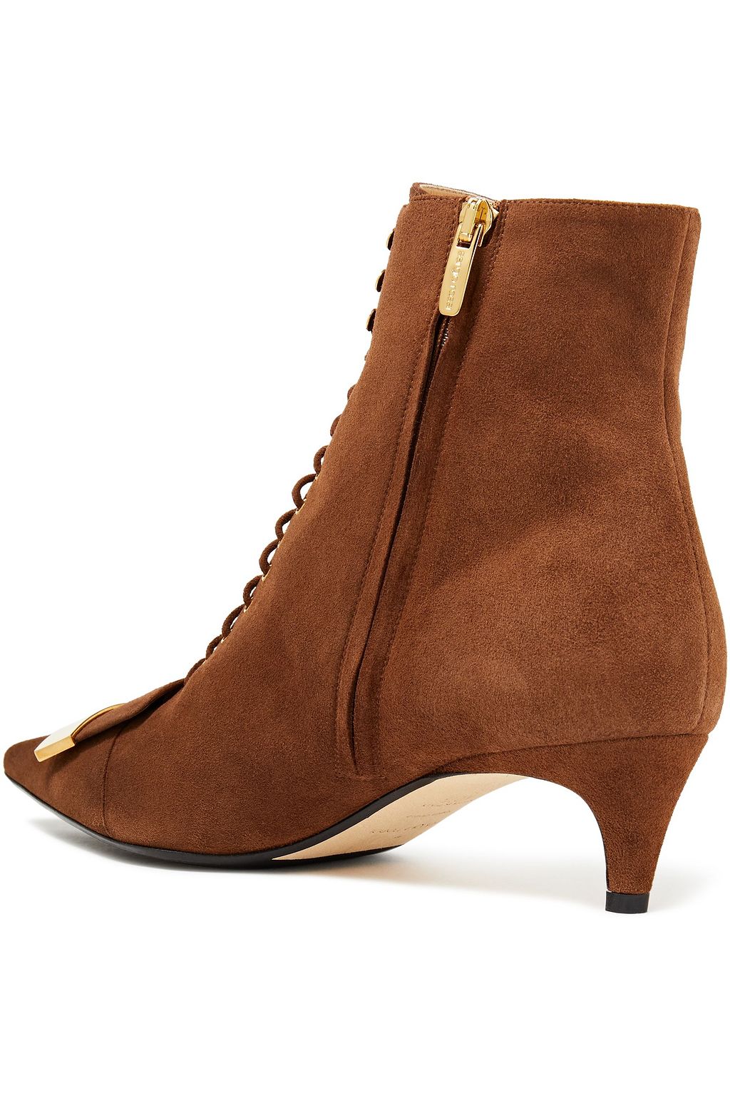 SERGIO ROSSI Embellished lace-up suede ankle boots