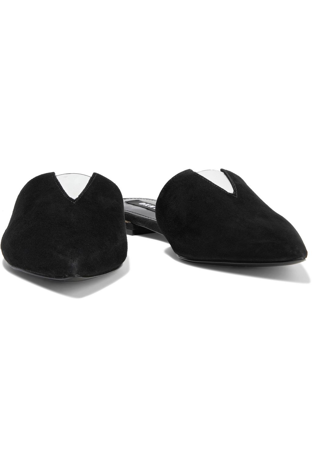 DKNY Ali PVC-trimmed suede mules