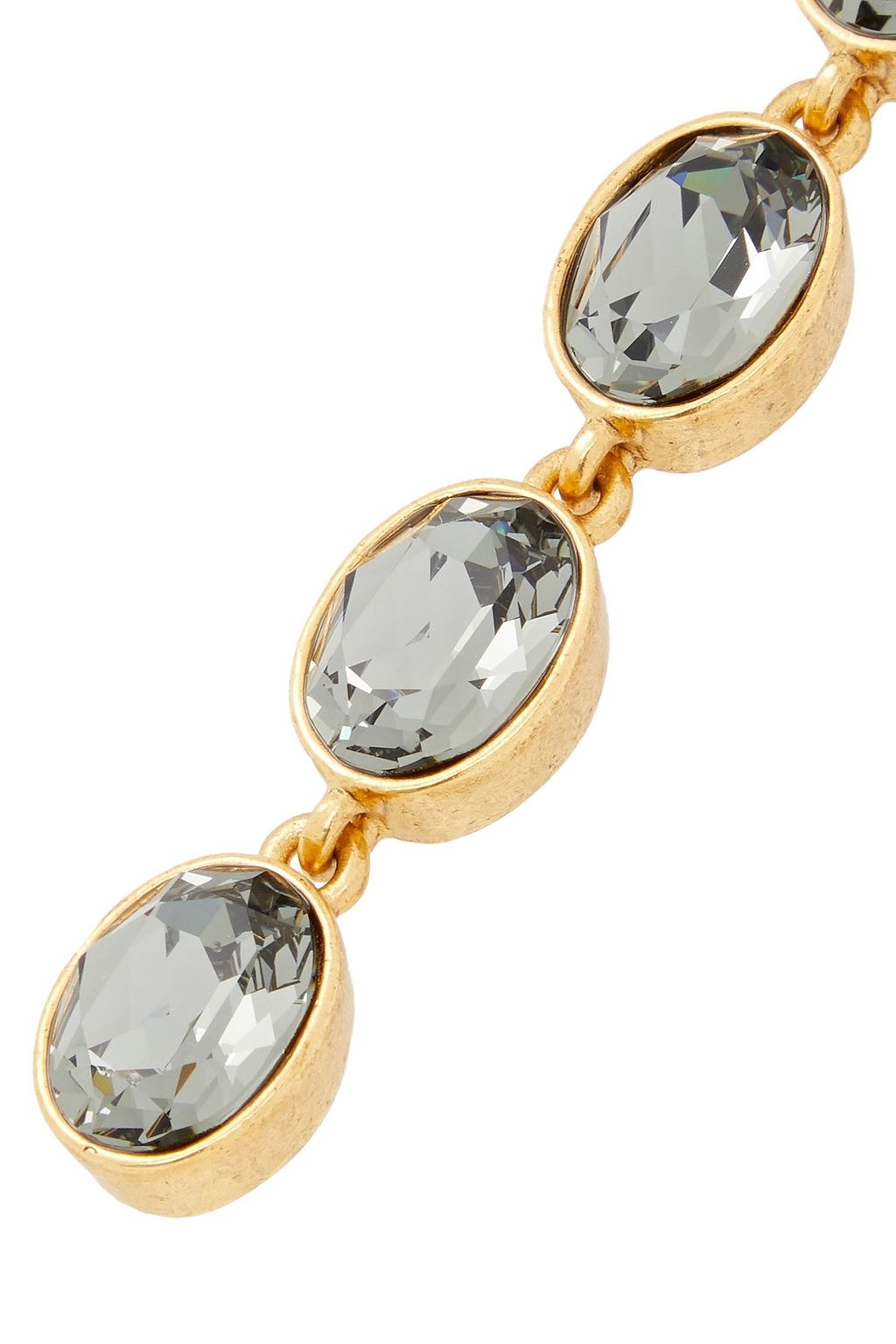OSCAR DE LA RENTA Gold-tone crystal clip earrings