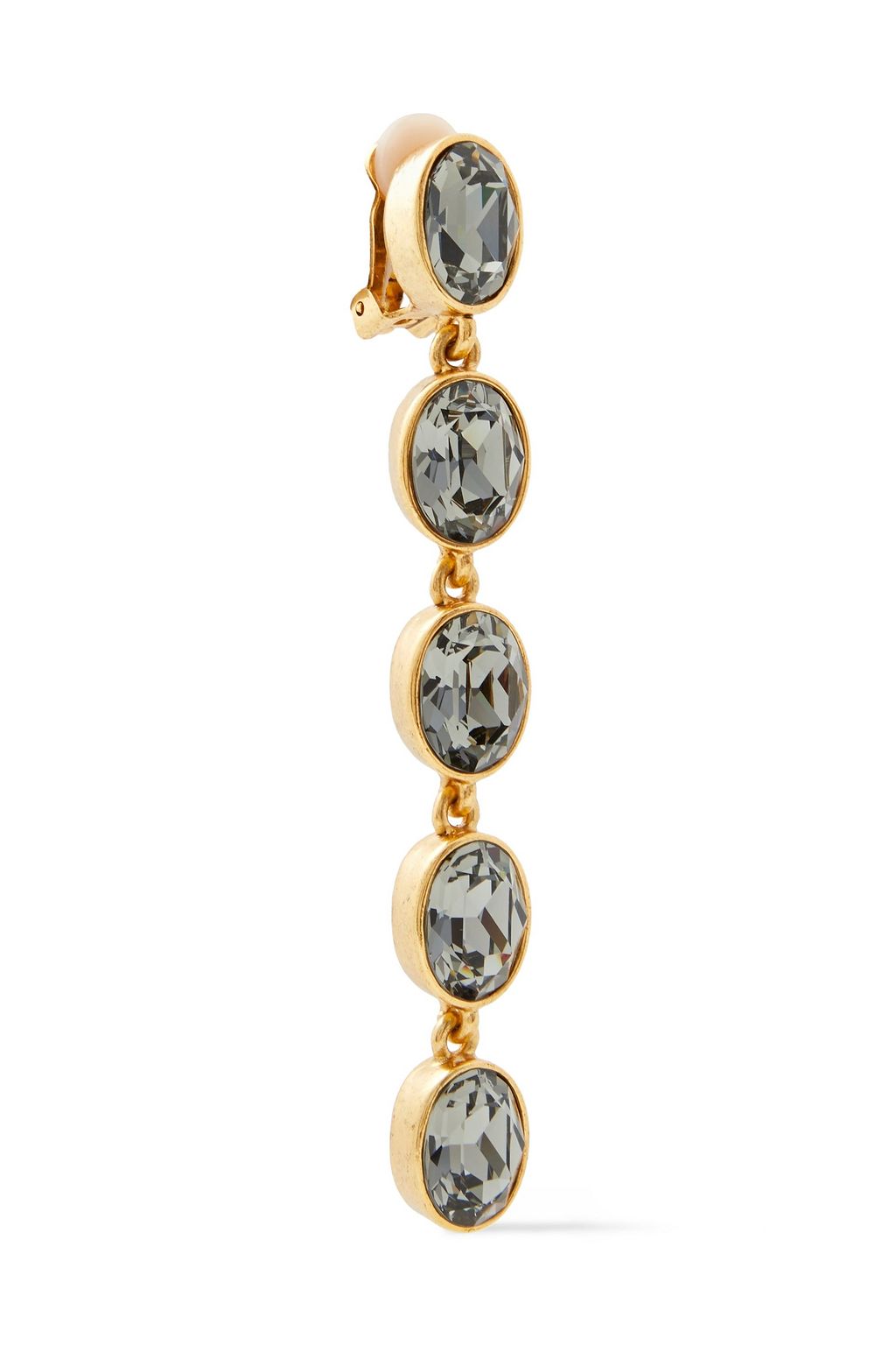 OSCAR DE LA RENTA Gold-tone crystal clip earrings