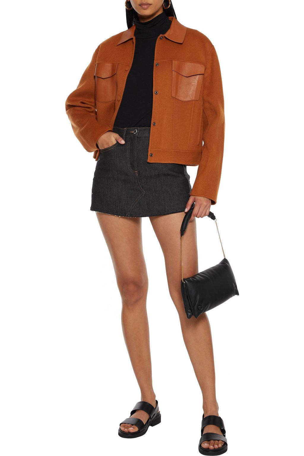 REDVALENTINO Skirt-effect scalloped denim shorts