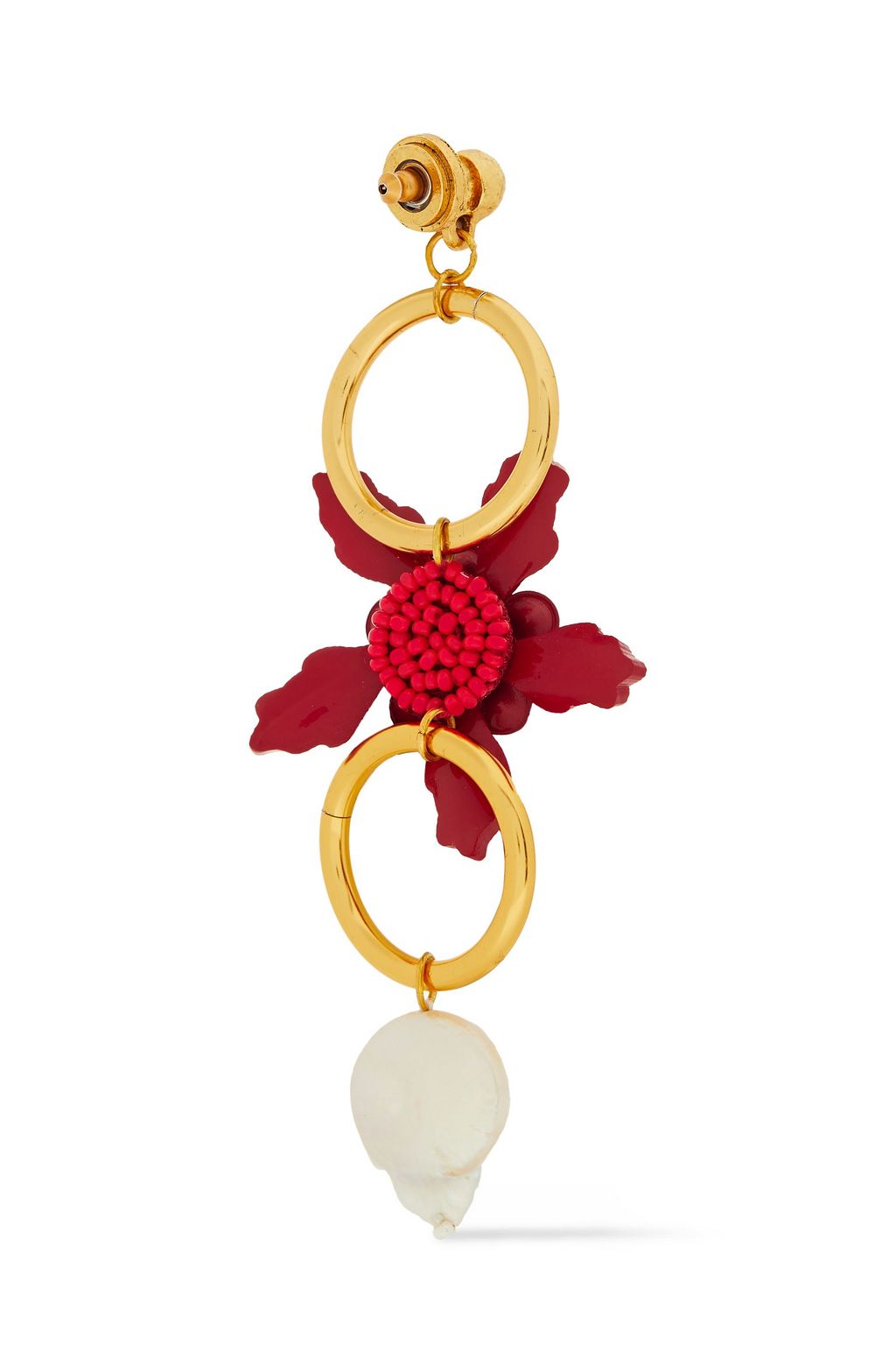 OSCAR DE LA RENTA Gold-tone, pearl and resin earrings
