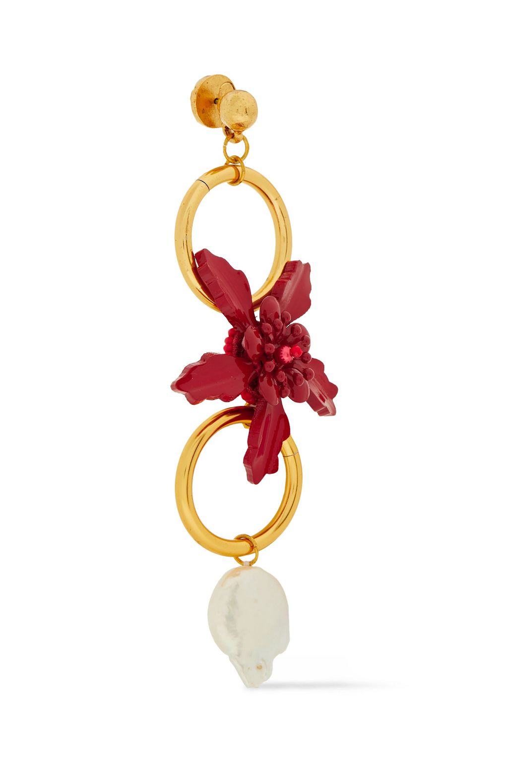 OSCAR DE LA RENTA Gold-tone, pearl and resin earrings