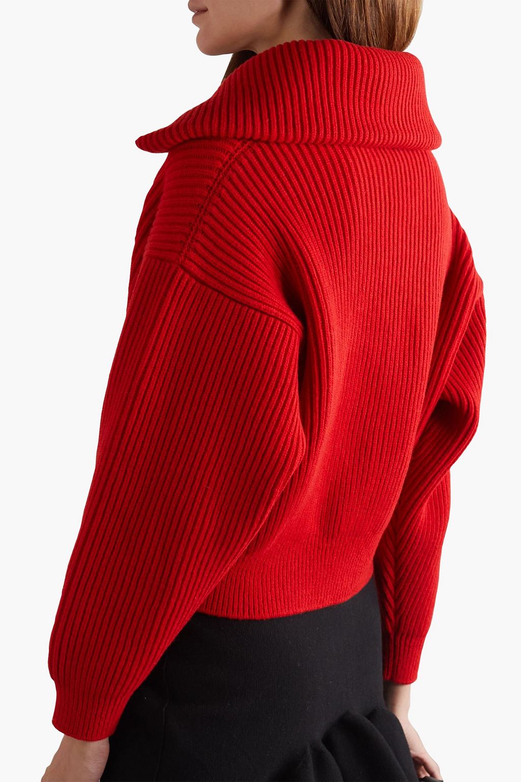 ALAÏA リブ編みウール&カシミヤ混 ハーフジップセーター